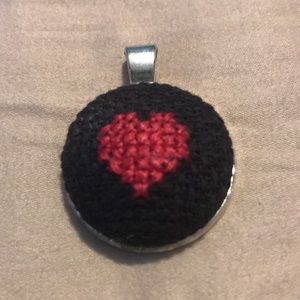 Handmade unique ambrodery heart charm